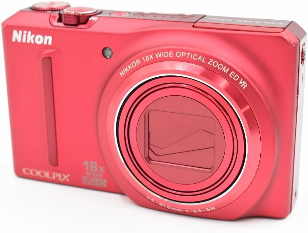 Nikon COOLPIX S9100 12.1 MP CMOS Digital Camera with 18x NIKKOR ED Wide-Angle Optical Zoom Lens and Full HD 1080p Video (Red)