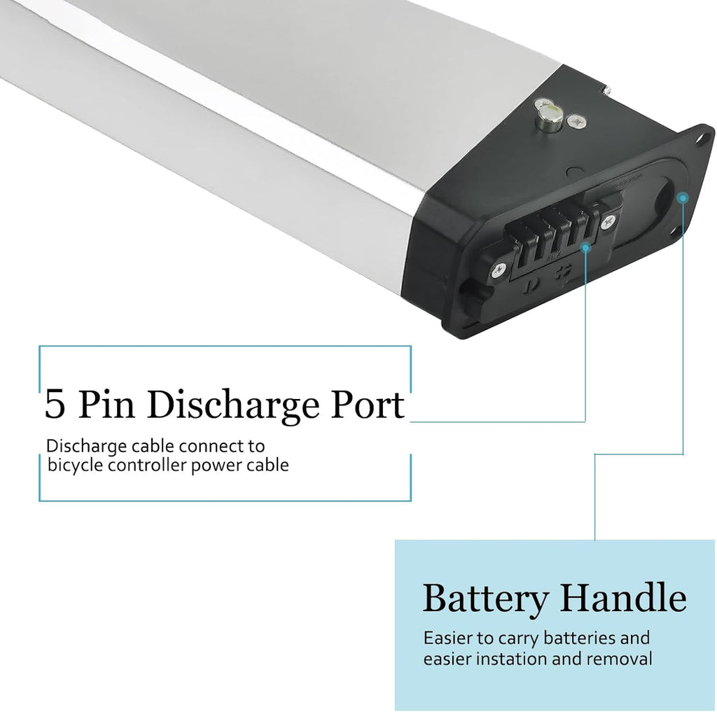 Ebike Battery Silver Fish 48V 13Ah/15Ah/, Electric Bike, Electric Bicycle Lithium-Ion Battery, for NARRAK APYEAR EBKAROCY Ebike with Charger, for 250W 350W 500W 750W 1000W Motor (48 V 13Ah)