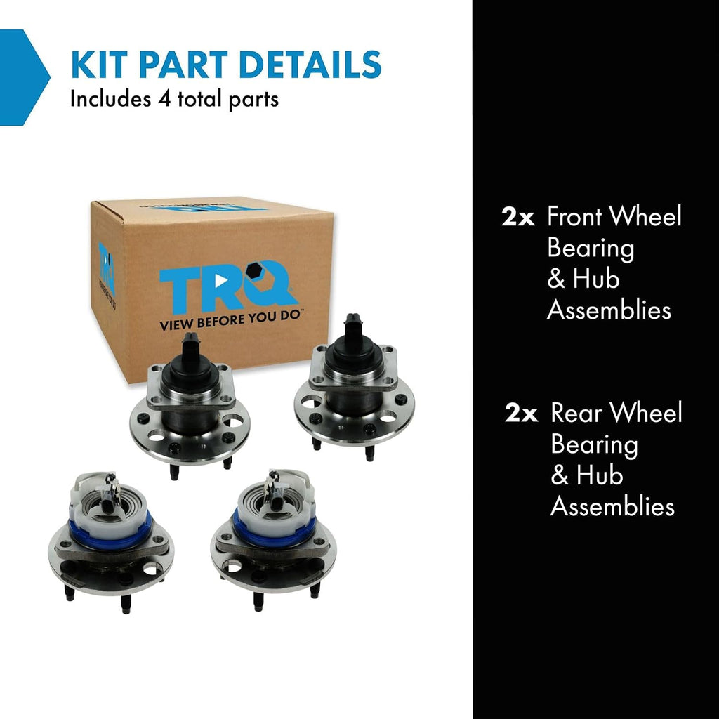 TRQ 2 Piece Front Rear Wheel Bearing & Hub Assembly Set Compatible with 2000-2005 Buick Lesabre 2006-2011 Lucerne 1997-2005 Park Avenue 1997-1999 Riviera Cadillac DeVille DTS 1998-2004 Seville 1997-2