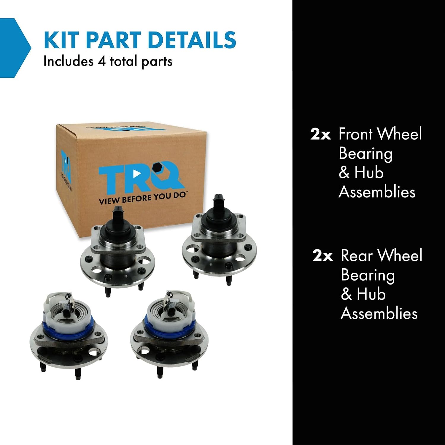 TRQ 2 Piece Front Rear Wheel Bearing & Hub Assembly Set Compatible with 2000-2005 Buick Lesabre 2006-2011 Lucerne 1997-2005 Park Avenue 1997-1999 Riviera Cadillac DeVille DTS 1998-2004 Seville 1997-2
