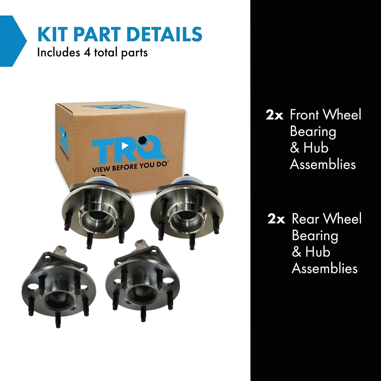 TRQ 2 Piece Front Rear Wheel Bearing & Hub Assembly Set Compatible with 2004-2005 Buick Century 2005-2009 Lacrosse 1997-2004 Regal 2005 Terraza 2000-2013 Chevrolet Impala 2014-2016 Impala Limited 200