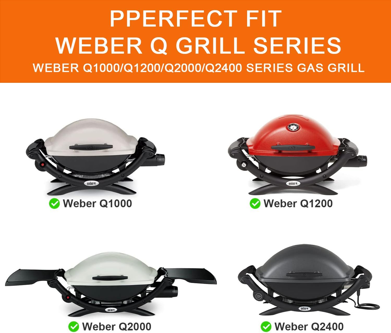 Grill Stand for Weber Q Grill Cart, BBQ Portable Grill Table for Weber Q1200 Q1000 Q2000 Q1400, Heavy-duty Trolley Collapsible Dining Table for Outdoor Camping BBQ Cooking Tailgating, Black, 2 Wheels