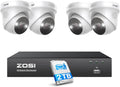 ZOSI 4K Spotlight PoE Security Camera System with Person Vehicle Detection,2 Way Audio,Color Night Vision,8 Port 16CH 8MP NVR with 2TB HDD,4pcs 5MP Outdoor PoE IP Cameras for Home 24/7 Recording