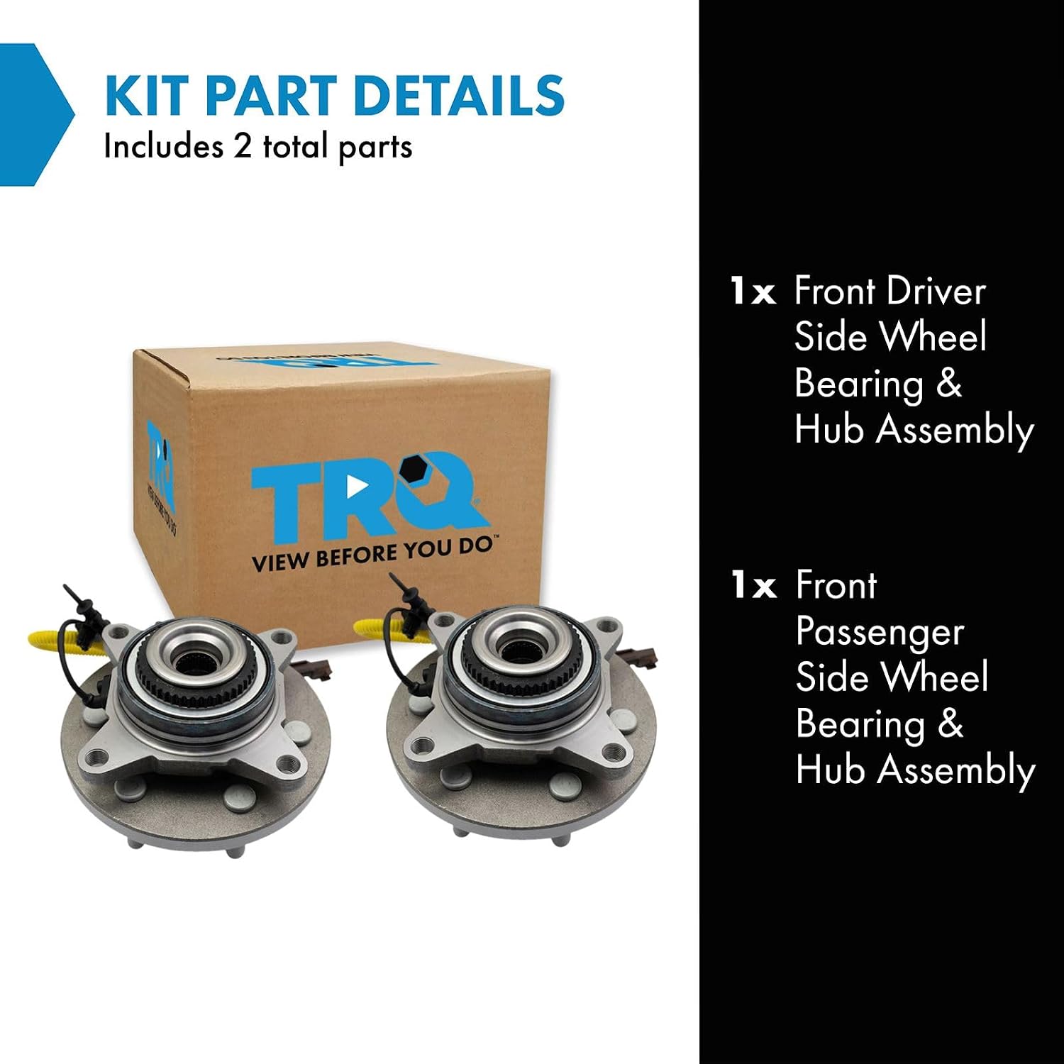 TRQ Front Left and Right Wheel Bearing and Hub Assembly Set 2 Piece Compatible with 2018-2021 Ford Expedition Four Wheel Drive 2018-2021 Lincoln Navigator Four Wheel Drive