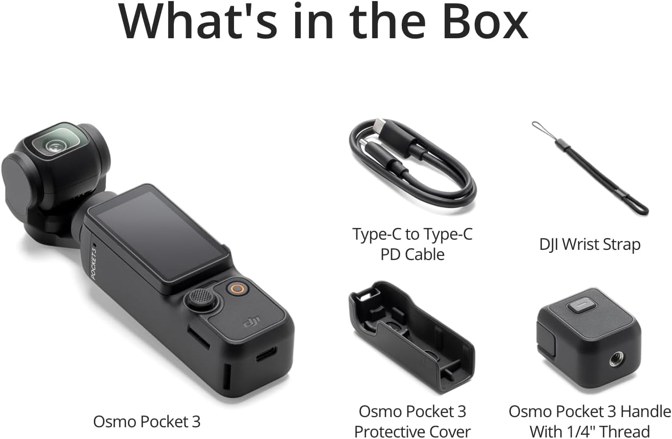 DJI Osmo Pocket 3, Vlogging Cameras with 1'' CMOS & 4K/120fps Vlog Camera, 3-Axis Stabilization, Fast Focusing, Face/Object Tracking, Digital Vlogging Camera for YouTube