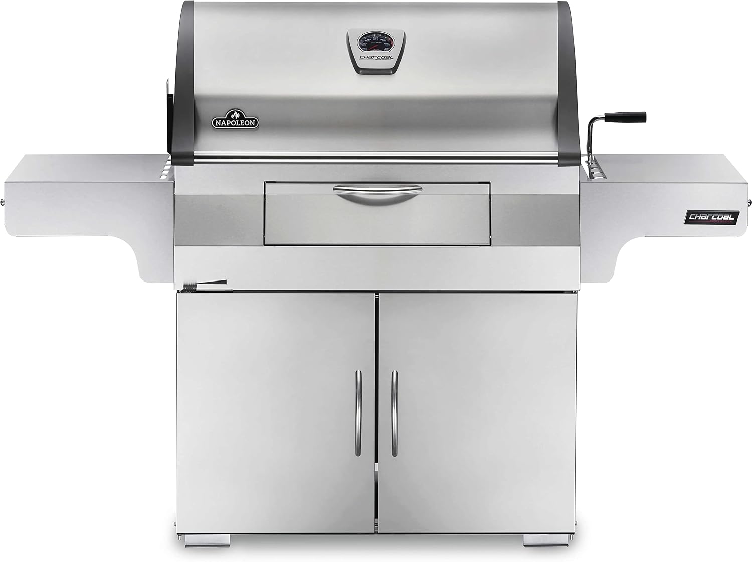 Napoleon Stainless Steel PRO 605 Charcoal Professional BBQ Grill - PRO605CSS - Professional Style Charcoal Barbecue Grill, Full Size Cart Model Charcoal BBQ, Smoker Charcoal BBQ