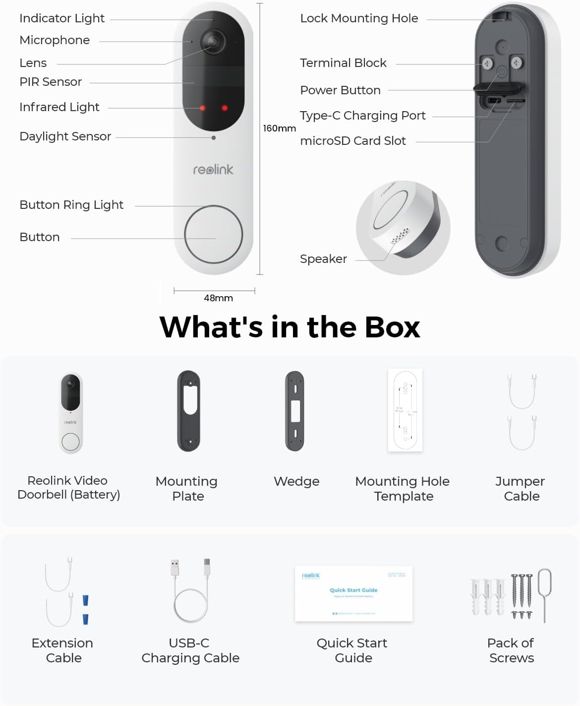 REOLINK Video Doorbell Camera, Battery Version, 2K 150°x150° Head-to-Toe View, 2.4/5 GHz Dual-Band WiFi, Person/Vehicle/Package Detection, Two-Way Talk, No Monthly Fees (Chime not Included)