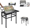Portable charcoal-fired flip-grill barbecue rack, black outdoor camping barbecue grill, featuring a 360-degree flip-grill cooking grid, removable tray, and adjustable steel frame