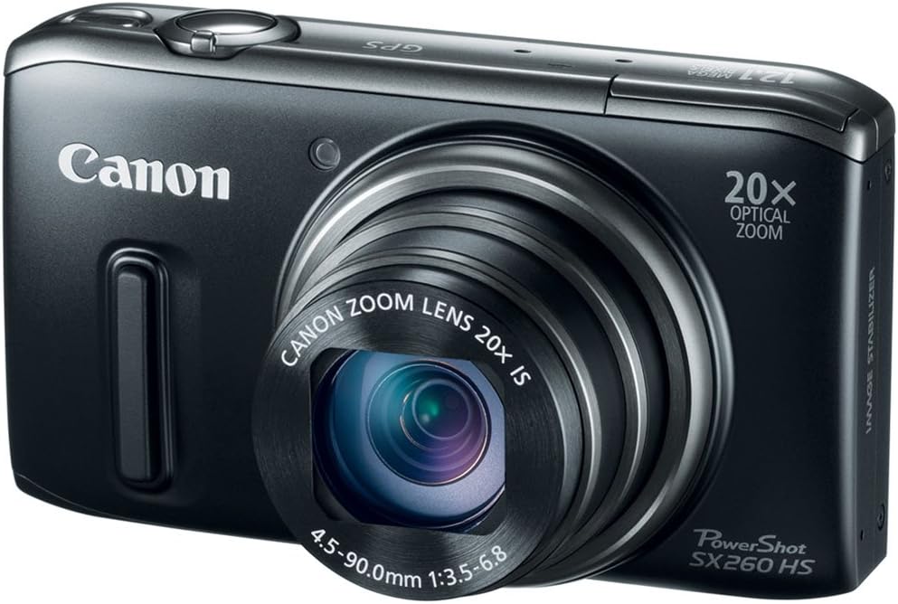 Canon PowerShot SX260 HS 12.1 MP CMOS Digital Camera with 20x Image Stabilized Zoom 25mm Wide-Angle Optical Lens and 1080p HD Video (Black)
