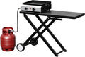 ROVSUN 20000 BTU Foldable Flat Top Gas Grill with Wheels & Enameled Tray, 2 Burner Portable Propane Griddle with Electronic Ignition & Regulator for Outdoor Cooking Camping BBQ Tailgating Picnicking