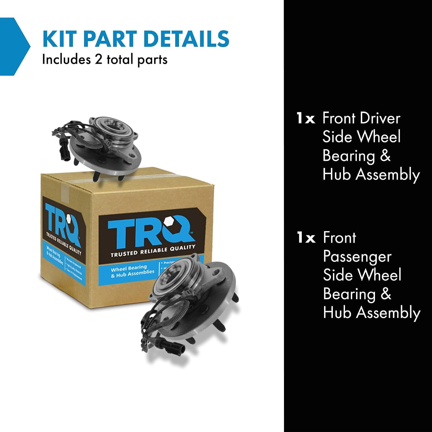 TRQ Front Left and Right Wheel Bearing and Hub Assembly Set 2 Piece Compatible with 2009-2010 Ford F-150 Rear Wheel Drive 6 Lug Wheels
