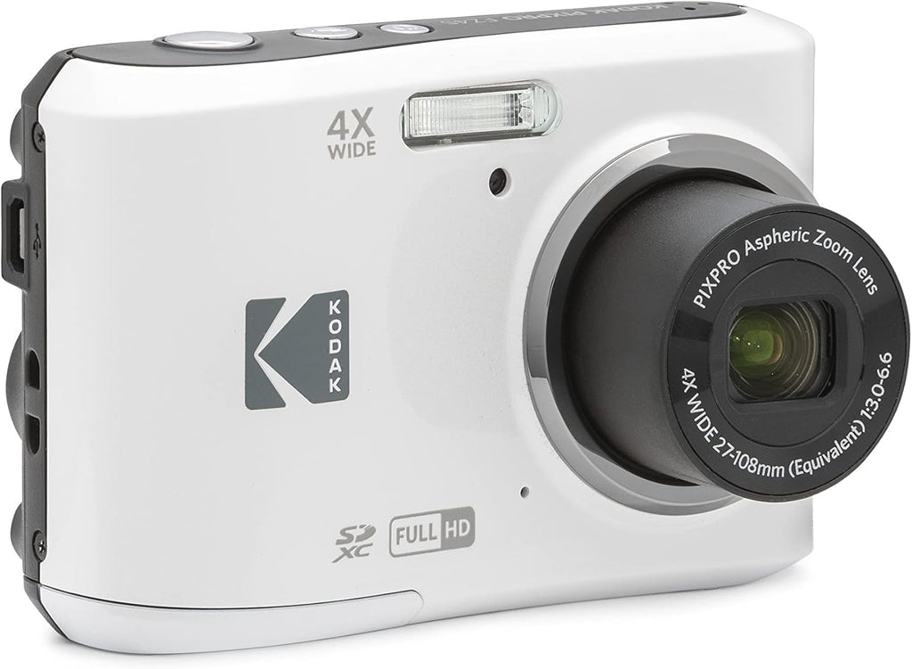 KODAK PIXPRO FZ45-BK 16MP Digital Camera 4X Optical Zoom 27mm Wide Angle 1080P Full HD Video 2.7' LCD Vlogging Camera, Bundle with Camera Case and 32GB SD Card (White)