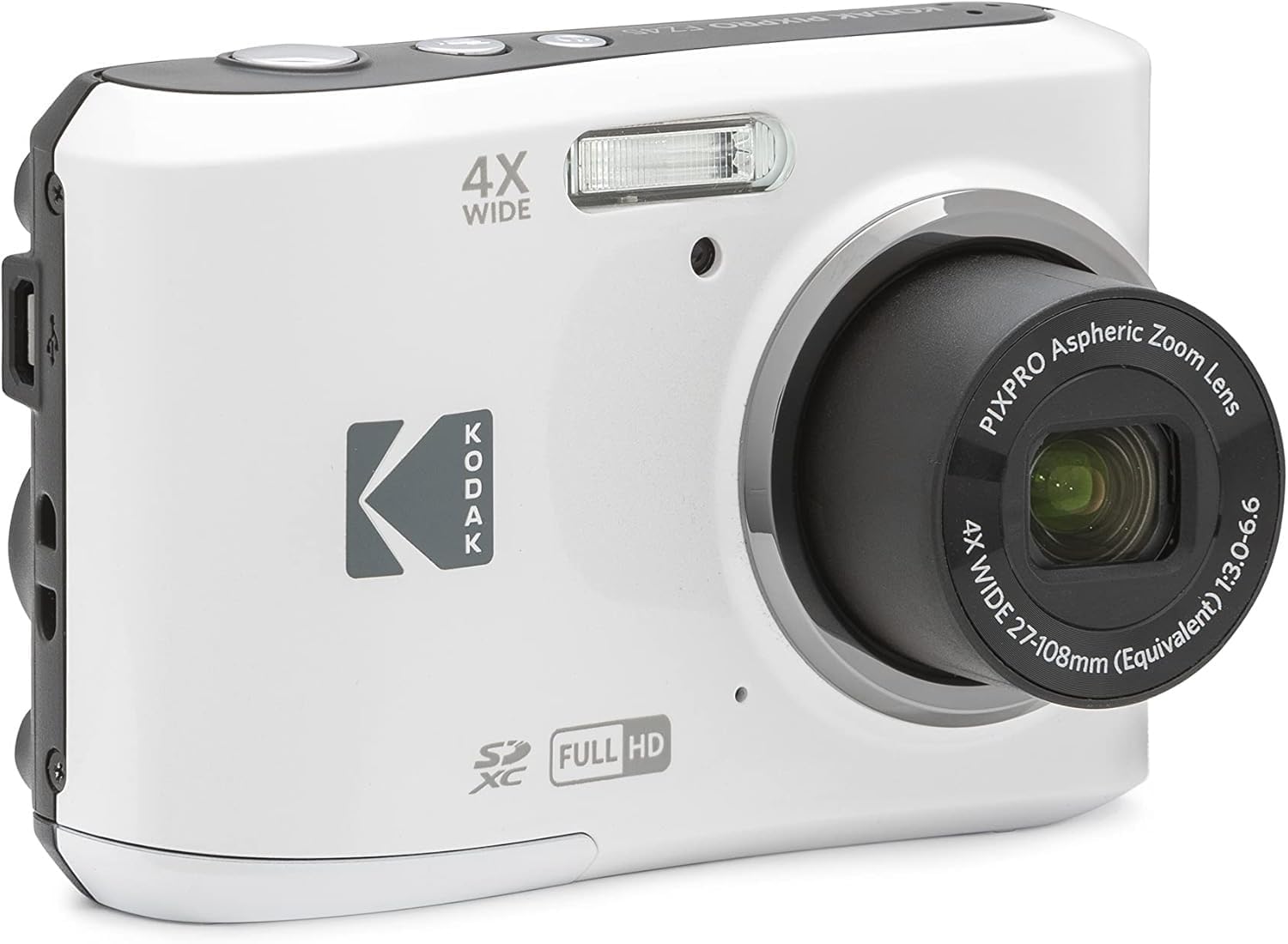 KODAK PIXPRO FZ45-BK 16MP Digital Camera 4X Optical Zoom 27mm Wide Angle 1080P Full HD Video 2.7' LCD Vlogging Camera, Bundle with Camera Case and 32GB SD Card (White)