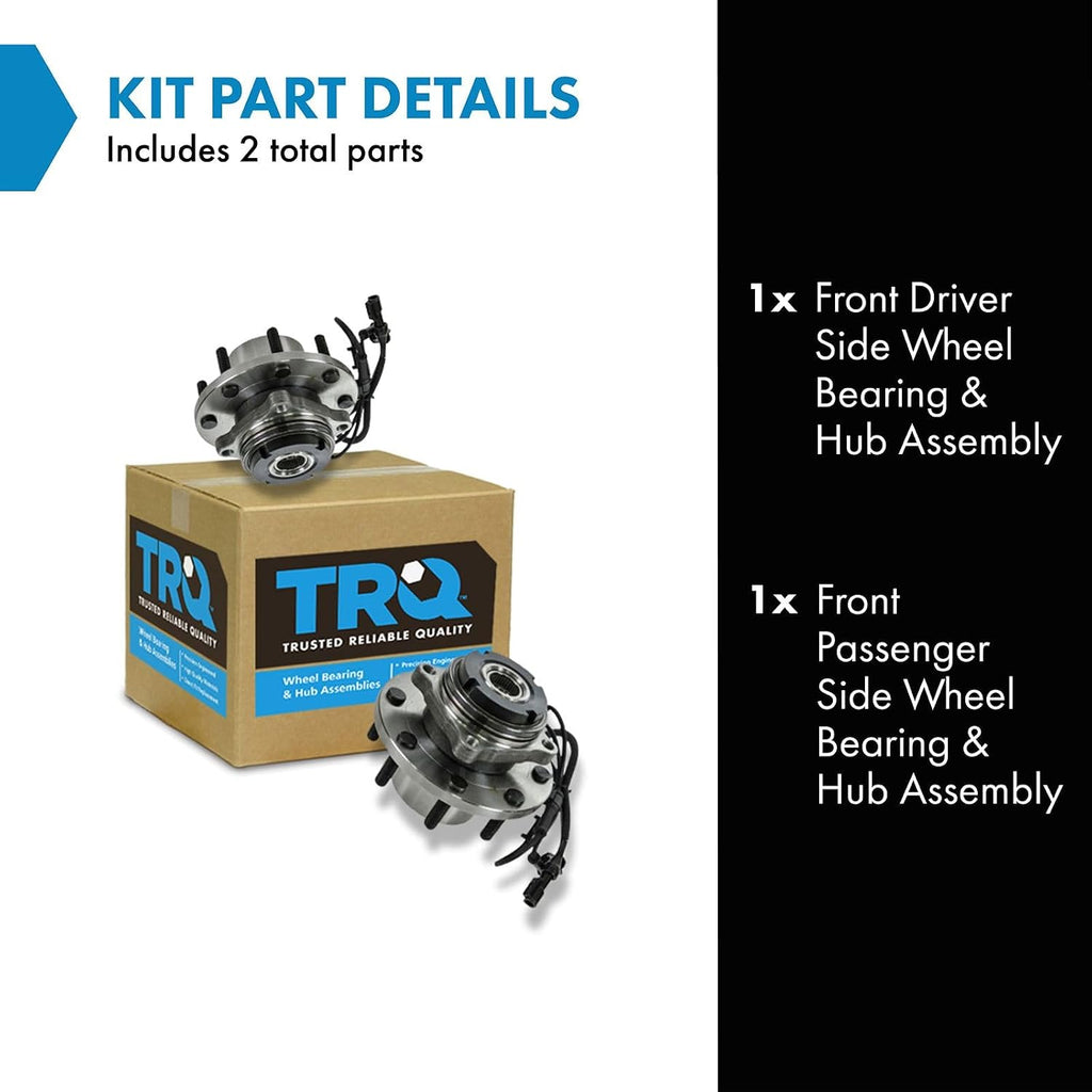 TRQ 2 Piece Front Rear Wheel Bearing & Hub Assembly Set Compatible with 1999-2004 Ford F-350 Super Duty F-450 Super Duty F-550 Super Duty
