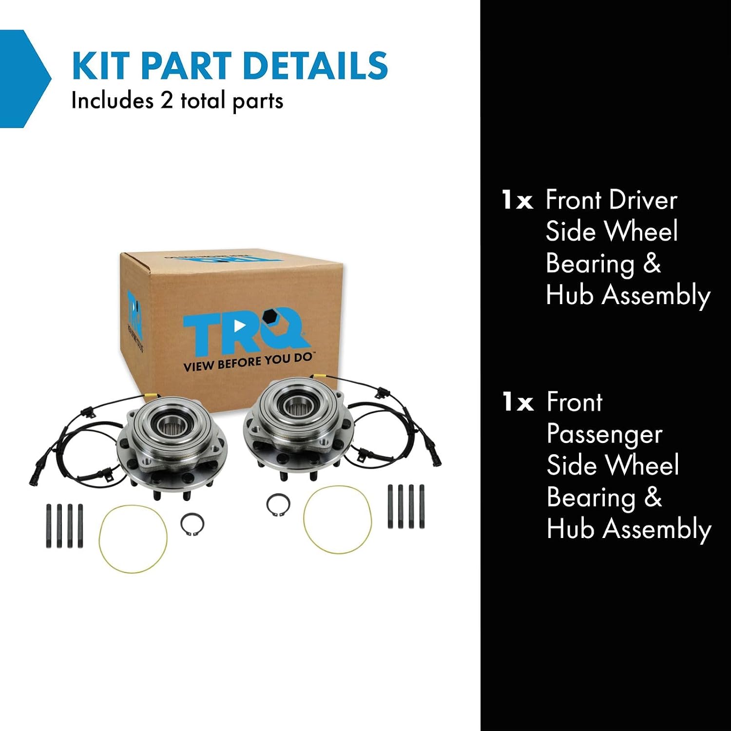TRQ 2 Piece Front Wheel Bearing & Hub Assembly Set 4WD Compatible with 2005-2010 Ford F-450 Super Duty F-550 Super Duty