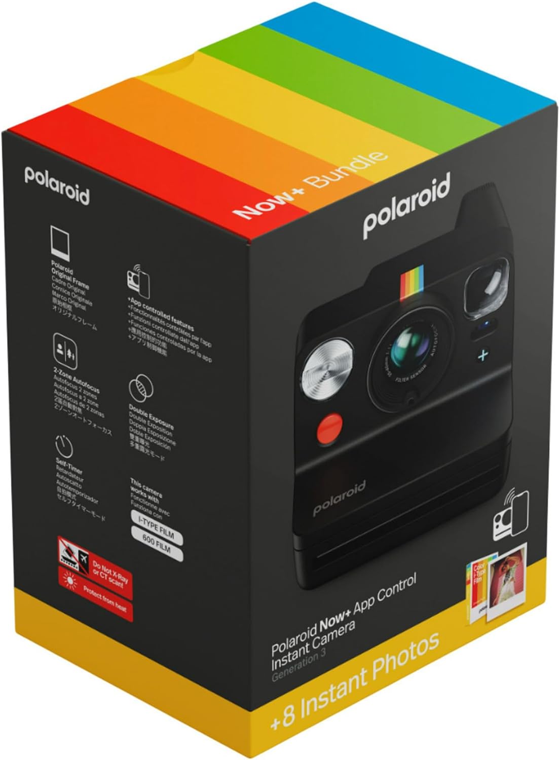 Polaroid Now+ Gen 3 Instant Camera, Black + Color Film Bundle (8 Photos)