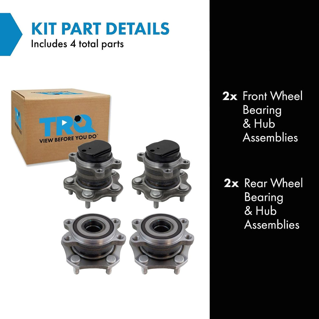 TRQ 2 Piece Wheel Bearing & Hub Assembly Set Compatible with 2014-2020 Nissan Rogue 2017-2022 Rogue Sport
