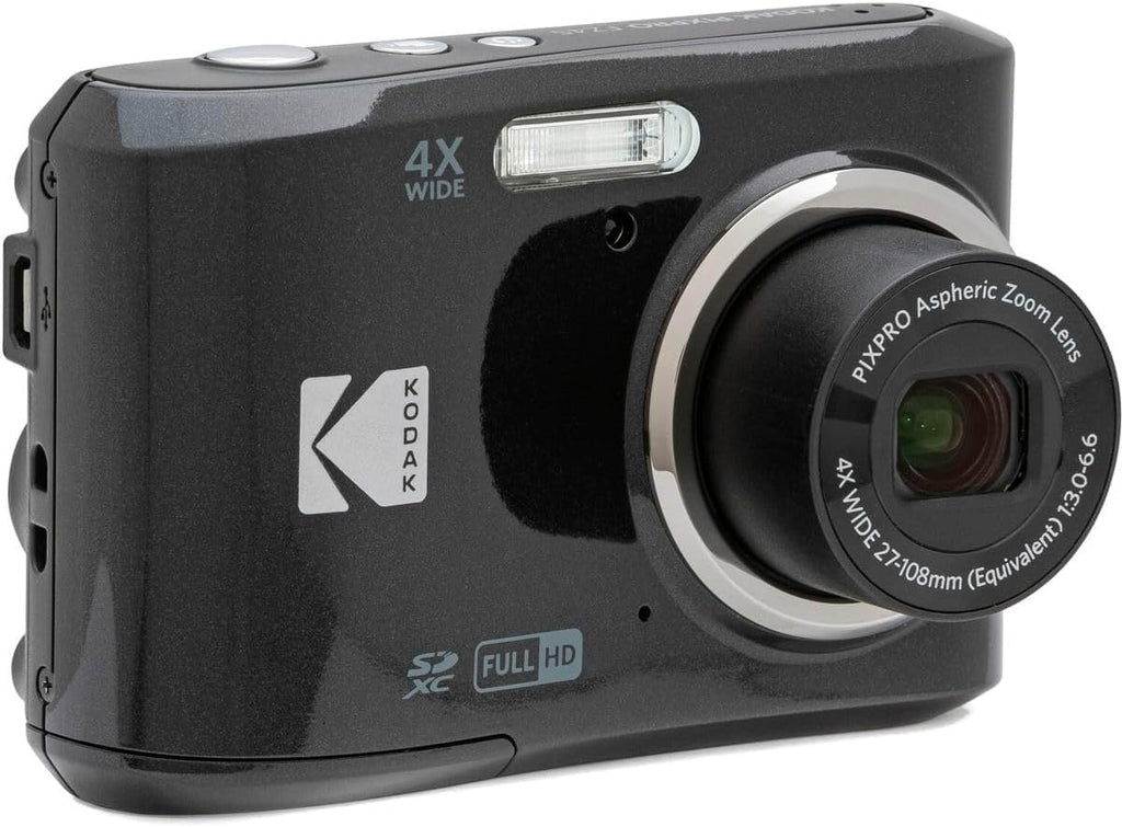 KODAK PIXPRO FZ45-BK 16MP Digital Camera 4X Optical Zoom 27mm Wide Angle 1080P Full HD Video 2.7' LCD Vlogging Camera, Bundle with Camera Case and 32GB SD Card, Kodak 1-Year Limited Warranty. (Black)