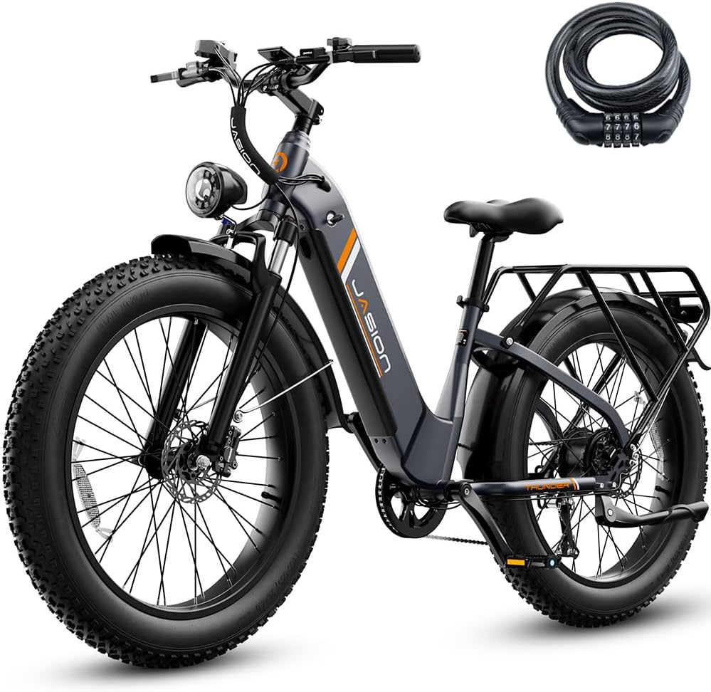 Jasion Thunder/PRO/ST Electric Bike,2000W/1800W Peak Ebikes for Adults,26''Fat Tire Best Ebike for Men,90/80 Miles with 1040Wh/864Wh Battery,35/30+MPH Max Speed Bicycles,500/400LB Capacity