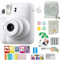 FUJIFILM INSTAX Mini 12 Instant Film Camera | Clay White Bundled with INSTAX Mini Instant Film |40 Exposures + Instax Accessory Bundle + AA Batteries + Cleaning Cloth (10 Items)