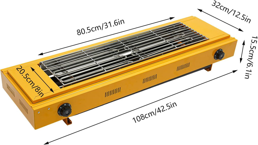 LYNICESHOP Electric BBQ Grill, 3000W Electric Portable Barbecue Grill Non-stick Removable Grill Plate Barbecue Grill, Adjustable Temperature 50-300°C/122-572°F Electric Griller for BBQs & Parties