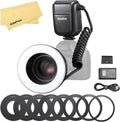 Godox MF-R76 LED Micro Ring Flash with 2600mAh Li-ion Battery and LCD Display Adapter Rings for Canon Sony Nikon Fuji Olympus Panasonic Pentax Camera Flash Speedlight Speedlite Light