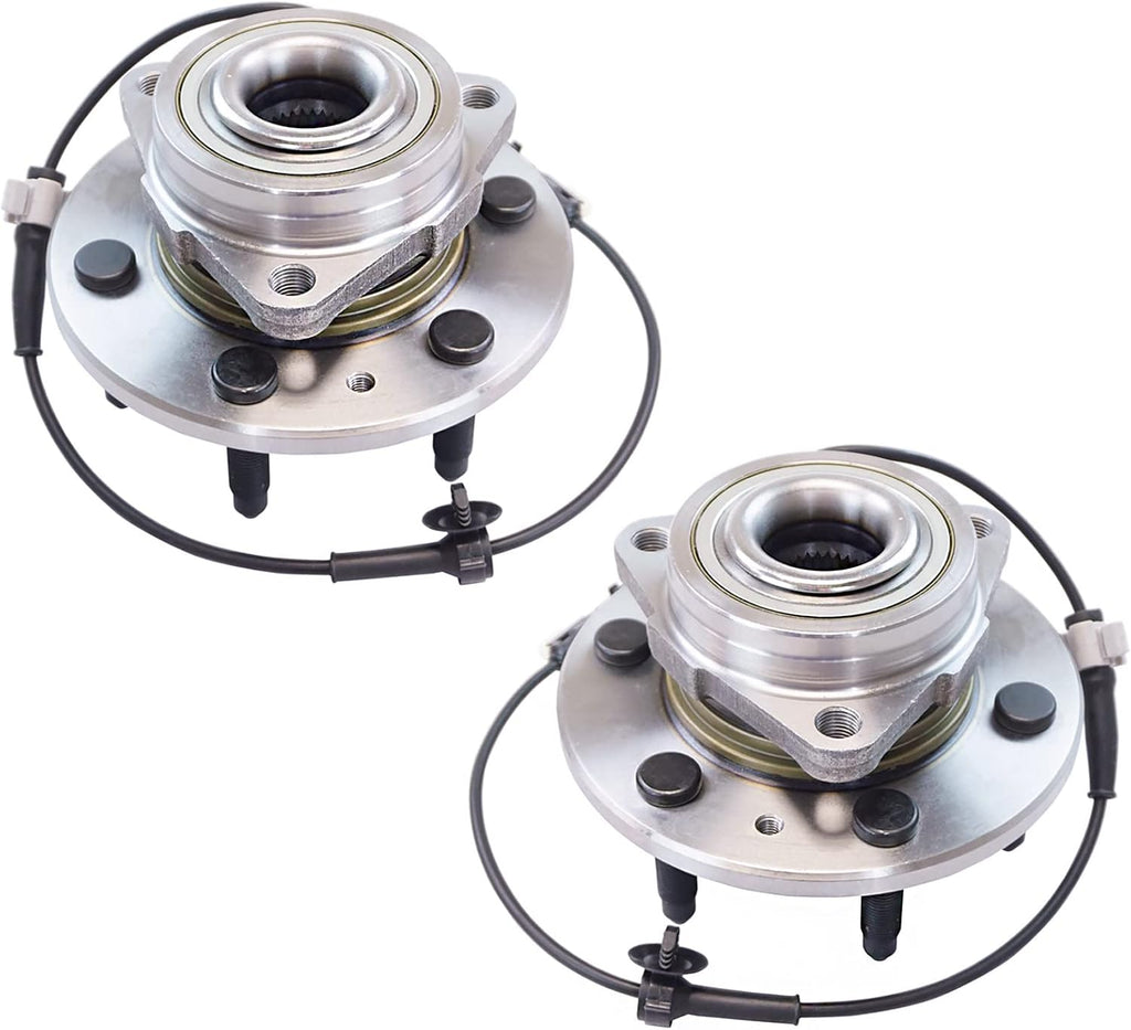 TRQ 2 Piece Front Wheel Bearing & Hub Assembly Set Compatible 15-20 Cadillac Escalade 4WD; 15-20 Cadillac Escalade ESV 4WD; 13-19 Cadillac XTS 6 Lug Wheels; 14-18 Chevrolet Silverado 1500 4WD