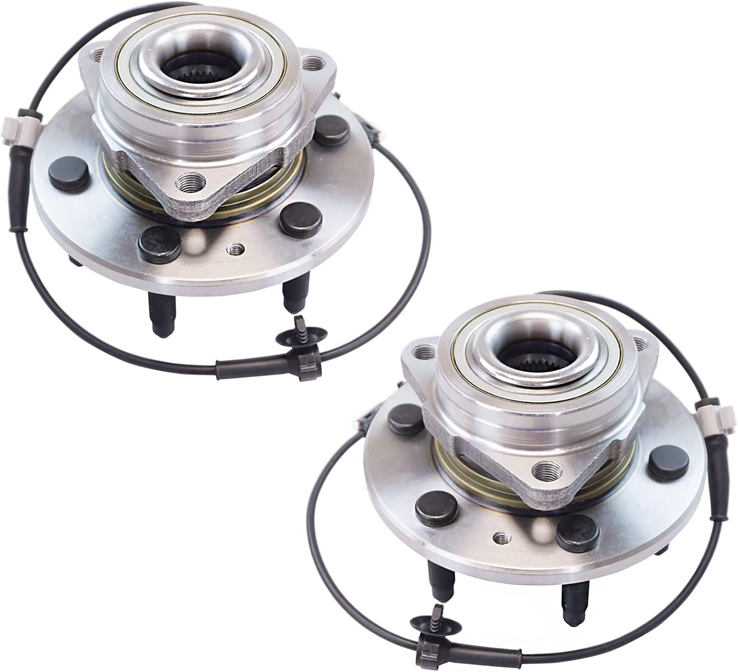 TRQ 2 Piece Front Wheel Bearing & Hub Assembly Set Compatible 15-20 Cadillac Escalade 4WD; 15-20 Cadillac Escalade ESV 4WD; 13-19 Cadillac XTS 6 Lug Wheels; 14-18 Chevrolet Silverado 1500 4WD