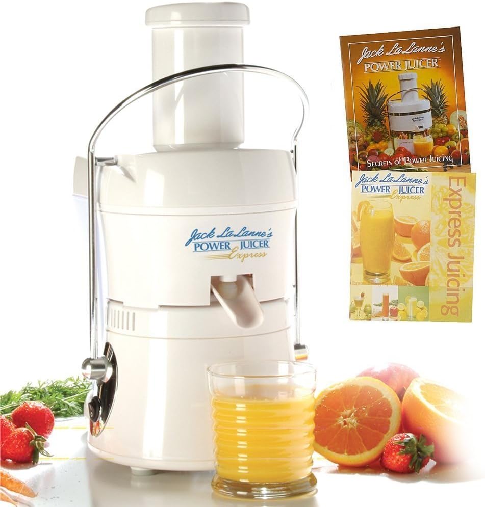 Jack Lalanne Compact Power Juicer Express Deluxe MT-1020 with 2 Recipe Books, White