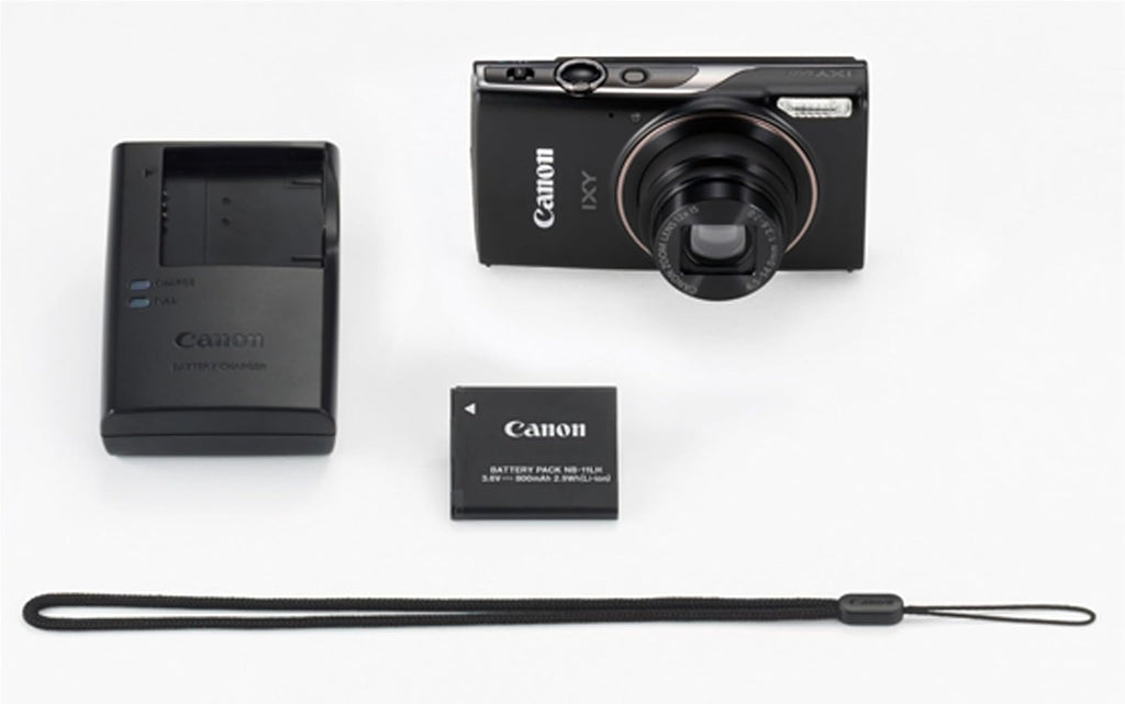 Canon PowerShot IXY 650 (ELPH 360) HS Digital Camera + 128GB Extreme PRO Memory + Case, Grip, Software Pack (Essential Bundle) (Renewed), Black
