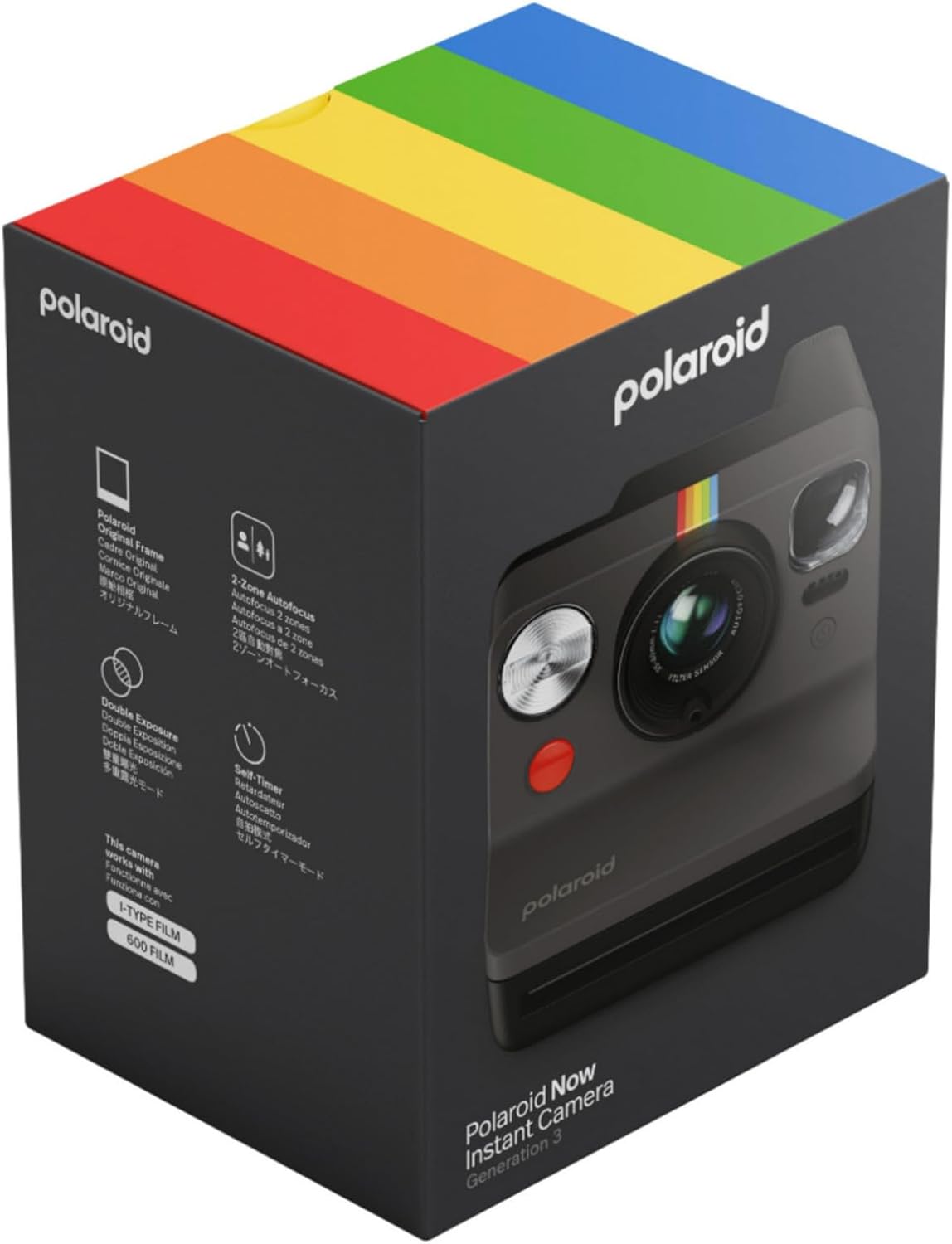 Polaroid Now Gen 3 Instant Camera, Black + Color Film Bundle (8 Photos)