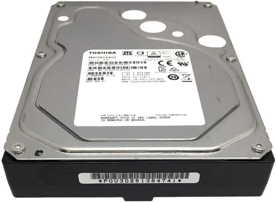 Toshiba MG03ACA400 3.5 4TB SATA III Enterprise Storage Hard Drive 7200RPM 64MB Cache (Renewed)