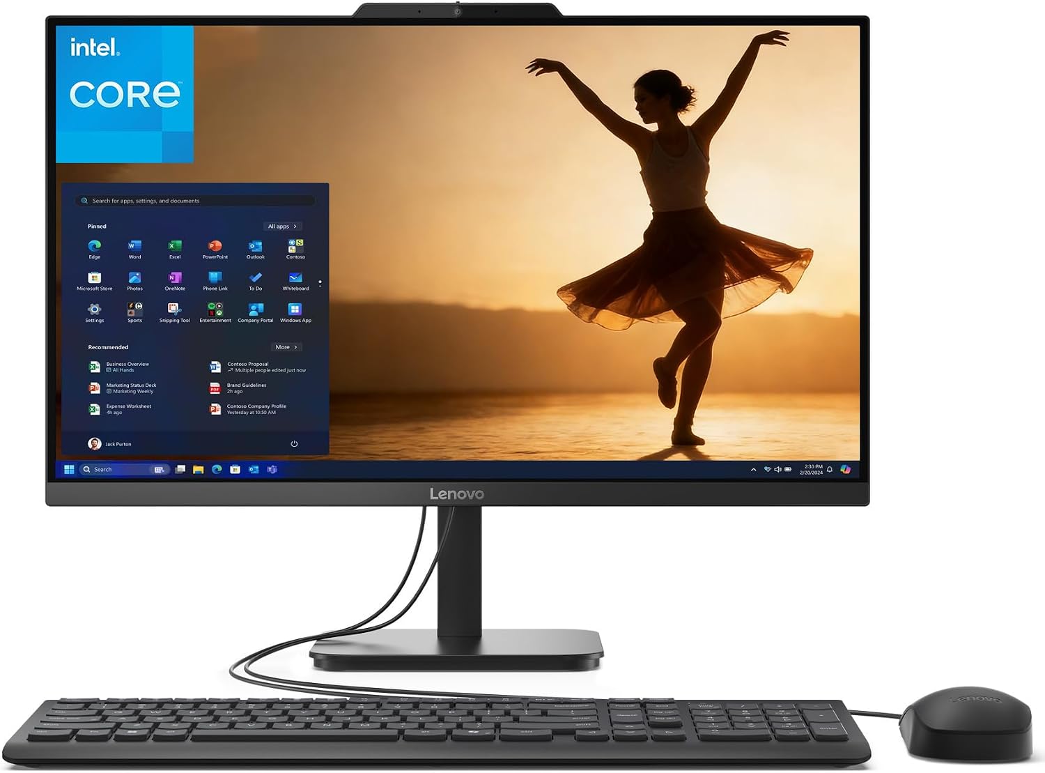 Lenovo 24 All-in-One Desktop Computer, 16GB DDR4 RAM, 512GB PCIe SSD, Lifetime Office 365 for Web, Intel Processor, 23.8' FHD IPS Anti-Glare AIO, USB Keyboard & Mouse, Wi-Fi 6, Win 11, Charcoal