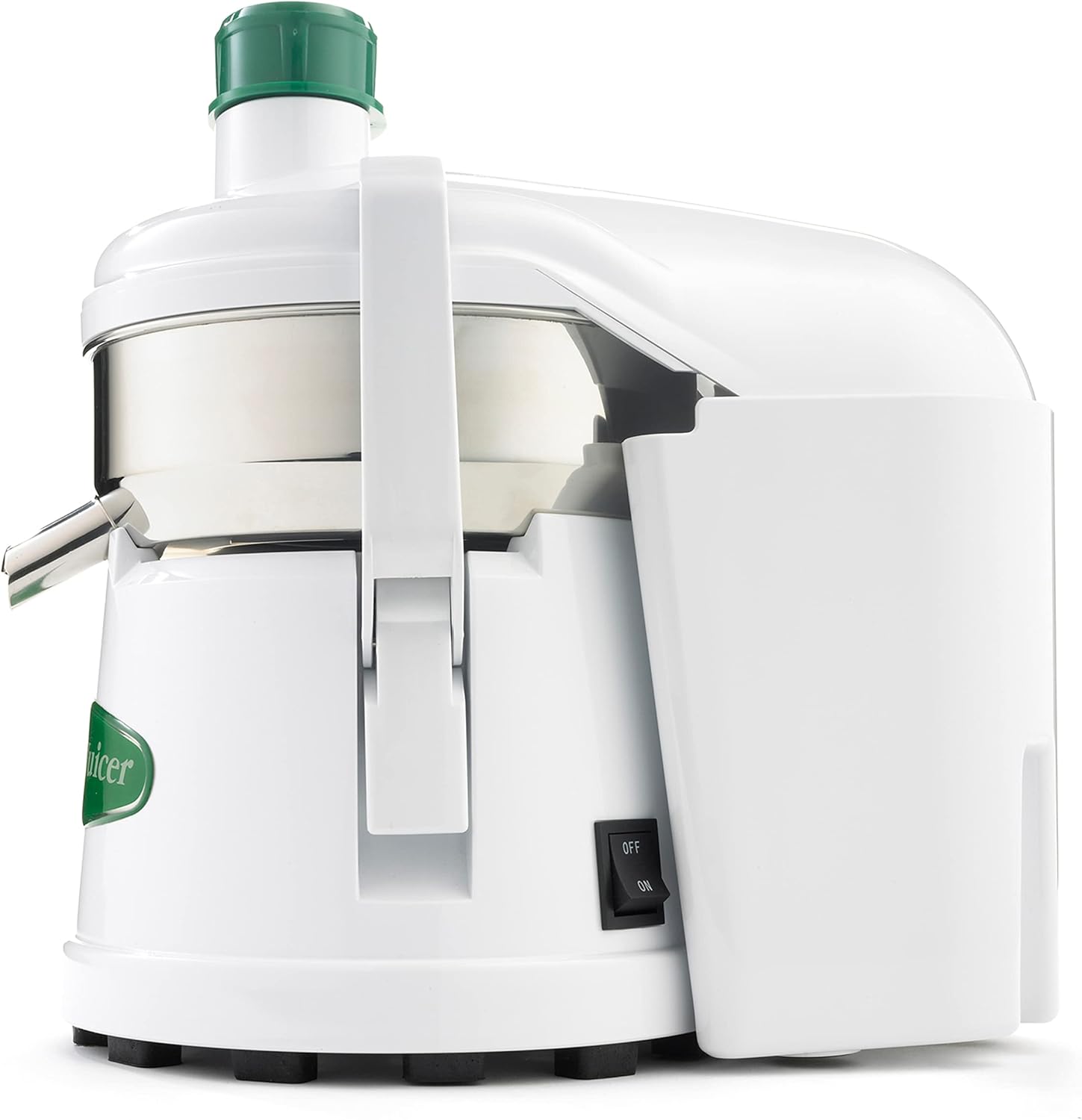 Omega Centrifugal Juicer High Speed Pulp Ejection Juice Extractor 1/3 HP Juices Vegetables Citrus and Fruits at 3500 RPM Surgical Stainless Steel Parts and Blade, 250-Watts, White