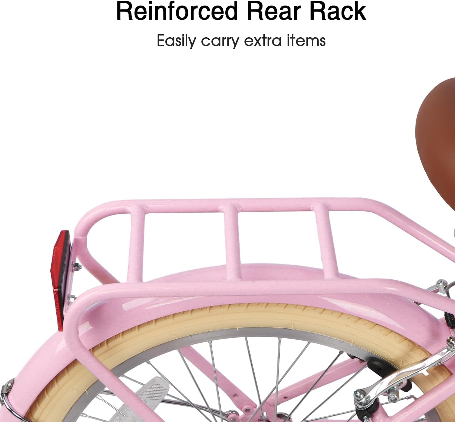 Glerc 20 24 26 Inch Beach Cruiser Bike, 6-Speed Hybrid City Bicycle for Girls Youth and Over 6 Years Old, Missy Bike with Wicker Basket & Lightweight, Multiple Colors