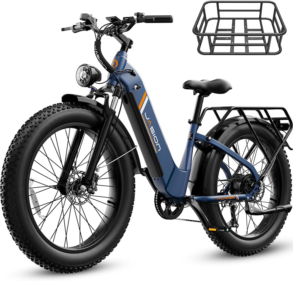 Jasion Thunder/PRO/ST Electric Bike,2000W/1800W Peak Ebikes for Adults,26''Fat Tire Best Ebike for Men,90/80 Miles with 1040Wh/864Wh Battery,35/30+MPH Max Speed Bicycles,500/400LB Capacity