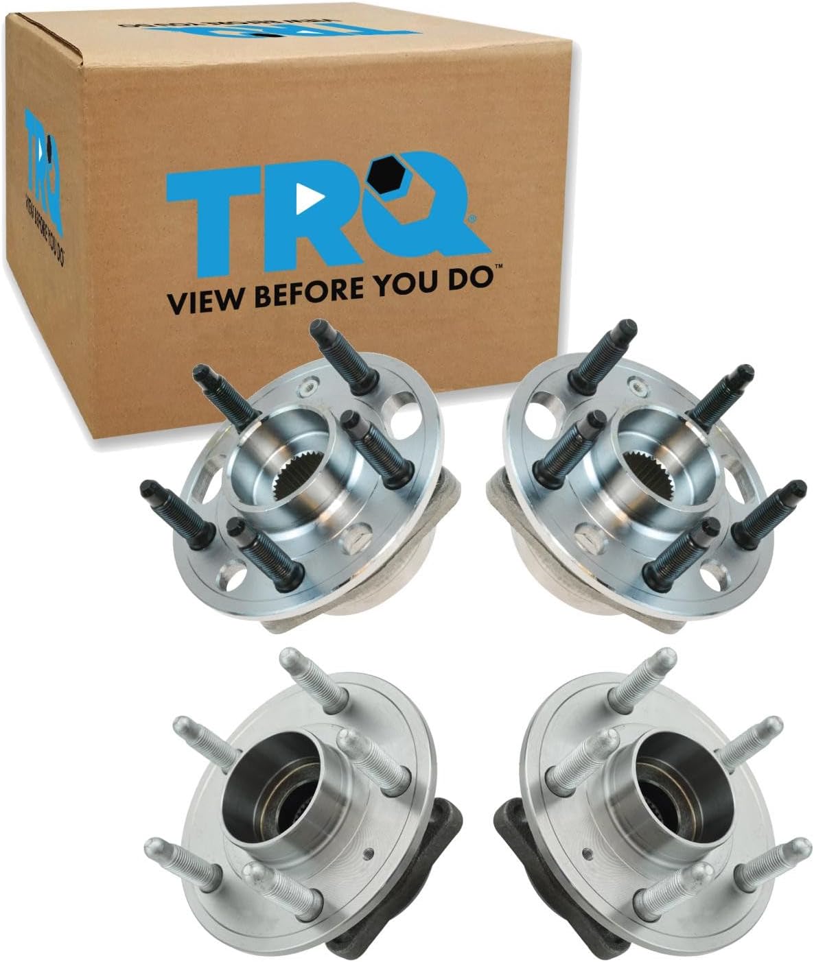 TRQ 2 Piece Front Rear Wheel Bearing & Hub Assembly Set Compatible with 2010-2017 Chevrolet Equinox GMC Terrain