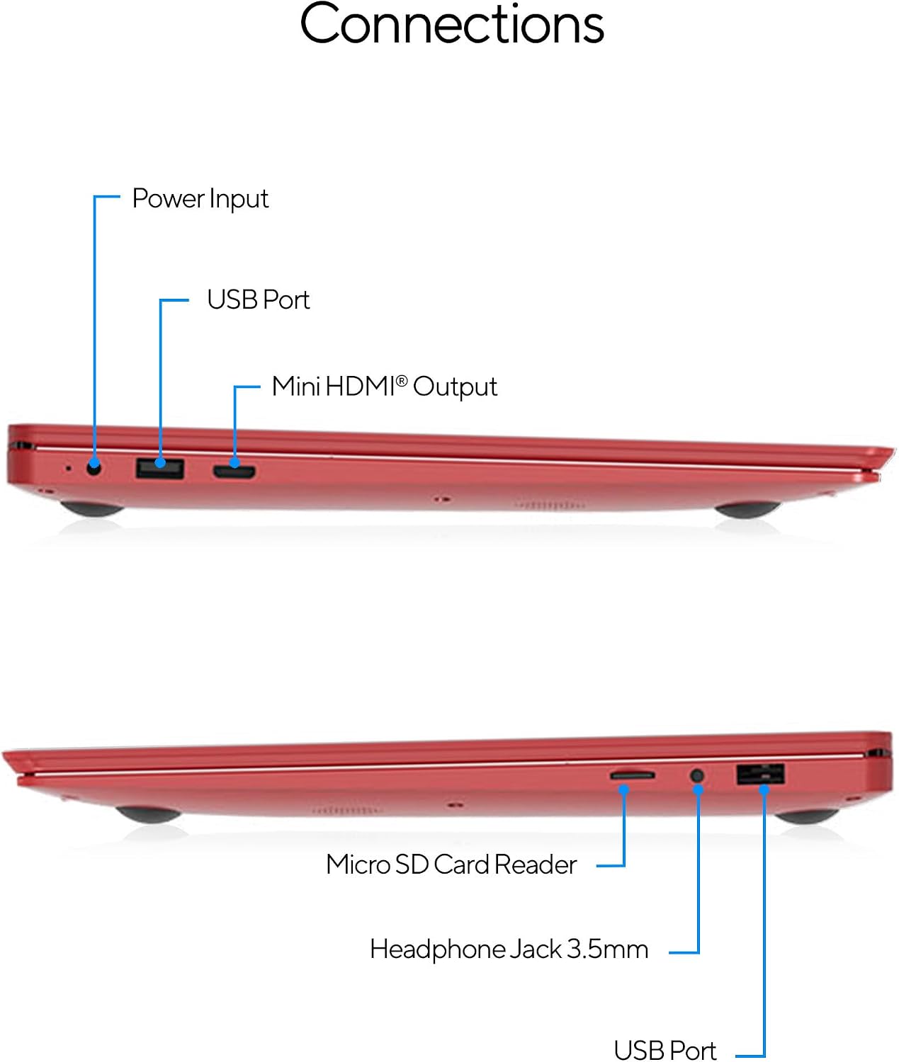 15.6' Full HD Intel 4GB RAM 64GB SSD Laptop with Windows 11 - Red