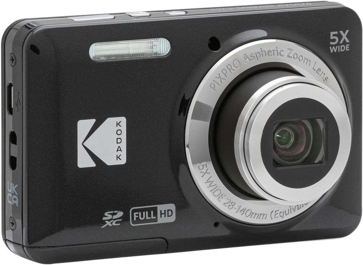 Kodak PIXPRO FZ55 Friendly Zoom Digital Camera, Bundle with 32GB Memory Card, Camera Bag, Tripod, Photo Editing Software, Card Reader (Black)