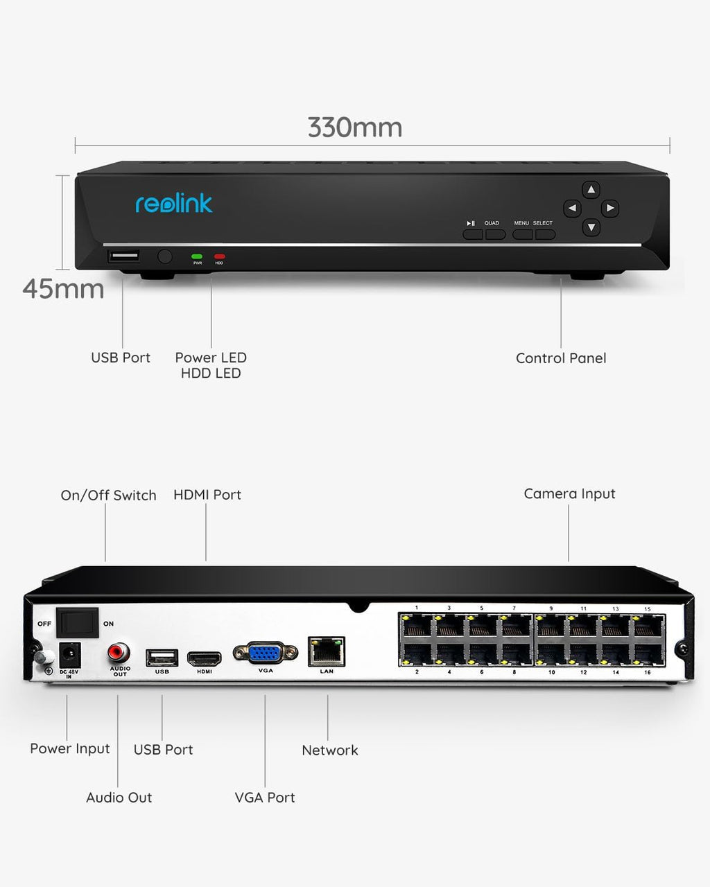 REOLINK 16CH Network Video Recorder for Home Security Camera System,Only Work with 16MP/12MP/4K/8MP/5MP/4MP The Same Brand PoE IP Cam,24/7 Recording to Pre-Installed 4TB Hard Drive,RLN16-410
