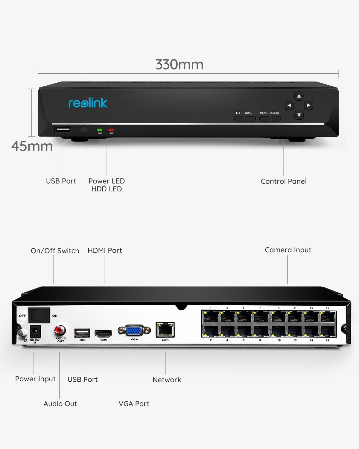 REOLINK 16CH Network Video Recorder for Home Security Camera System,Only Work with 16MP/12MP/4K/8MP/5MP/4MP The Same Brand PoE IP Cam,24/7 Recording to Pre-Installed 4TB Hard Drive,RLN16-410