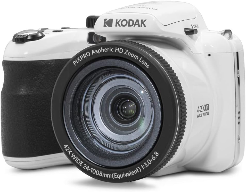 KODAK PIXPRO AZ425 Digital Camera, 42x Optical Zoom Bridge with 20MP BSI Sensor, Li-Ion Battery, OIS, 1080p Full HD Video, White