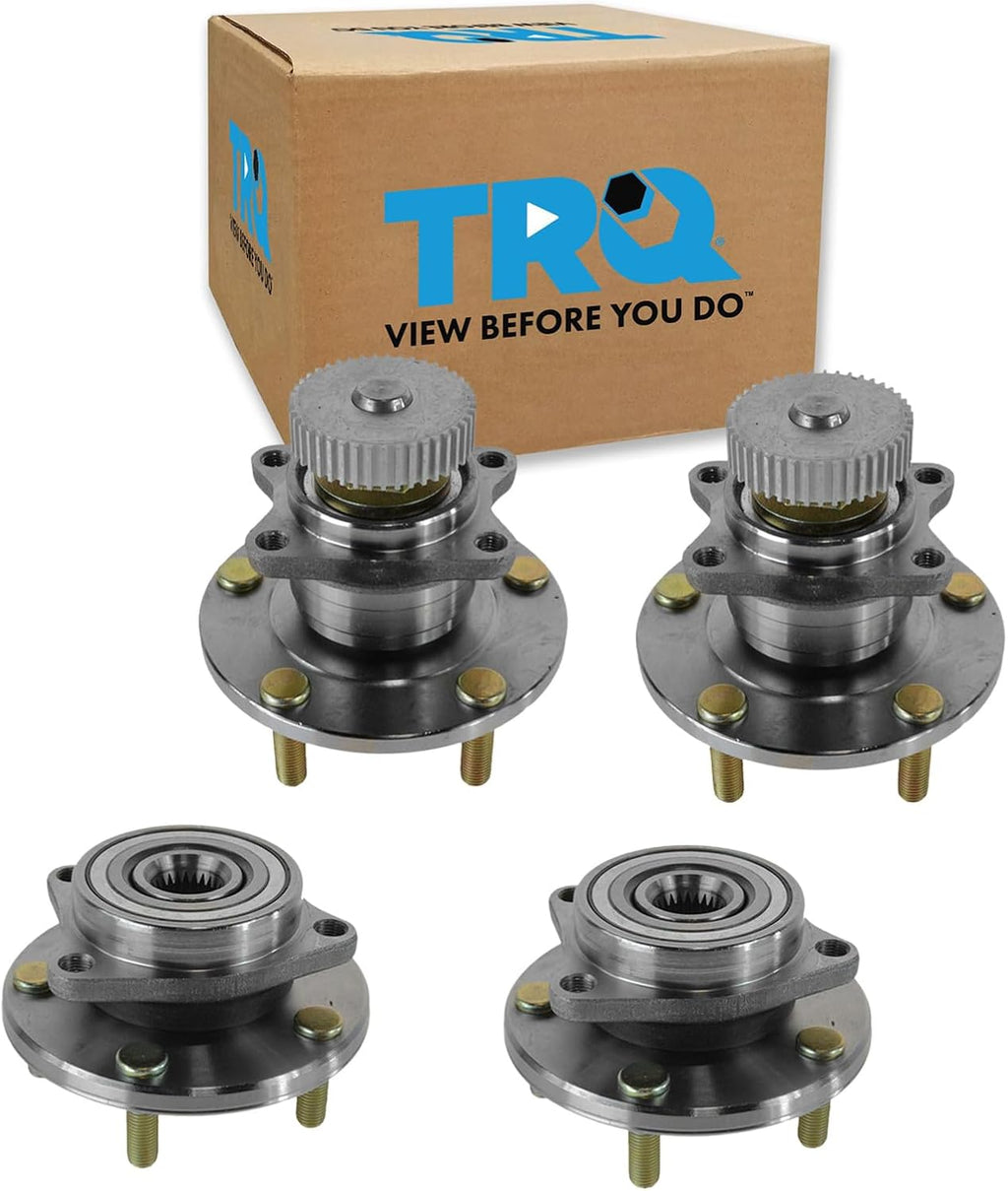 TRQ 2 Piece Front Rear Wheel Bearing & Hub Assembly Set Compatible with 1995-2005 Chrysler Sebring 1995-2000 Dodge Avenger 2001-2005 Stratus 1995-1998 Eagle Talon 1995-2004 Mitsubishi Eclipse 1999-20