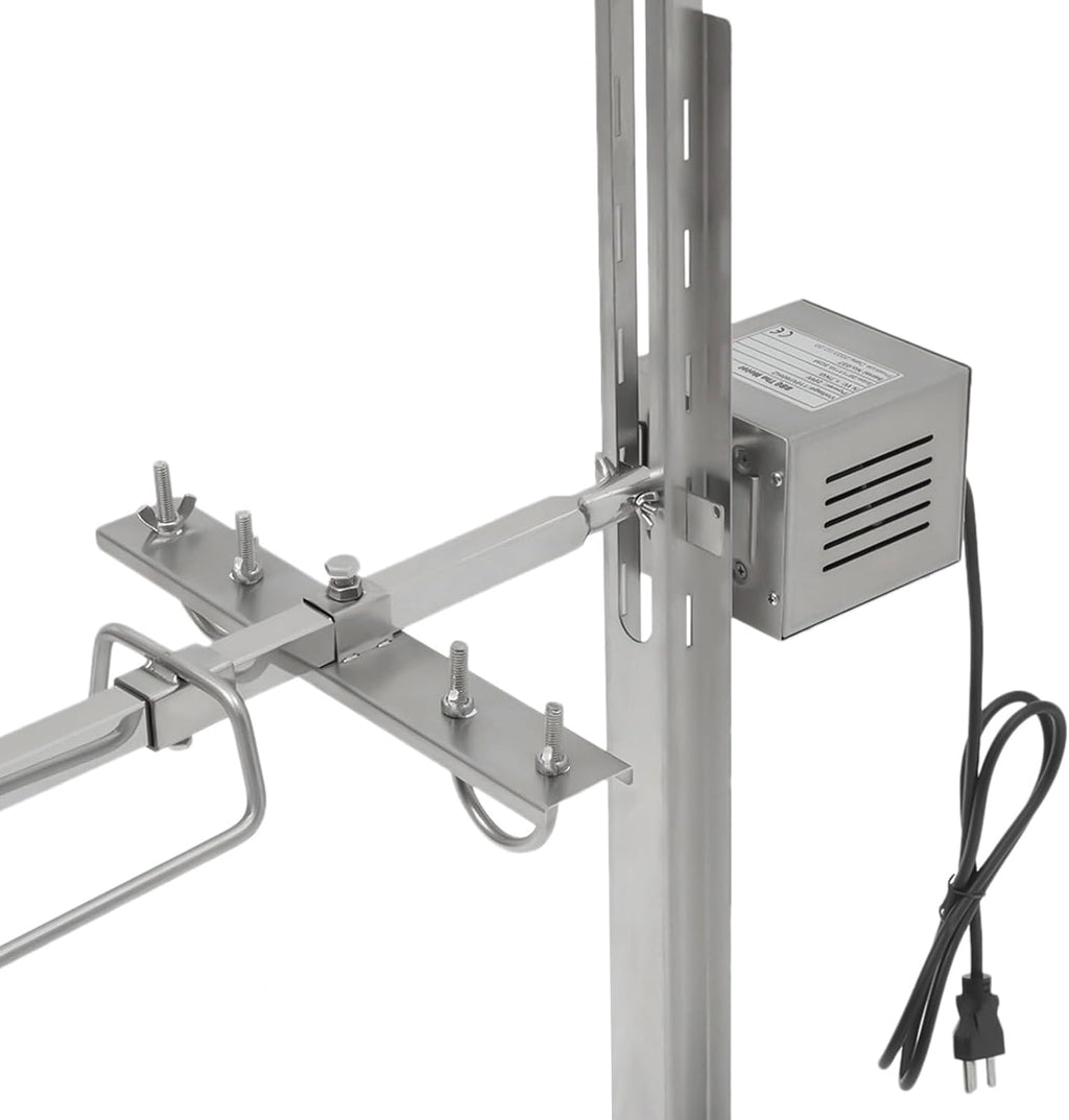 Electric BBQ Grill Rotisserie Kit, 53 inch Lamb Spit Rotisserie, 88lbs Capacity Pig Lamb Spit Roaster Stand, Stainless Steel Rotating BBQ Charcoal Spit Rod for Outdoor Party Camping