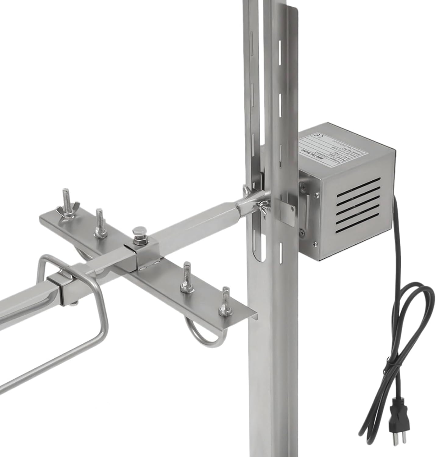 Electric BBQ Grill Rotisserie Kit, 53 inch Lamb Spit Rotisserie, 88lbs Capacity Pig Lamb Spit Roaster Stand, Stainless Steel Rotating BBQ Charcoal Spit Rod for Outdoor Party Camping