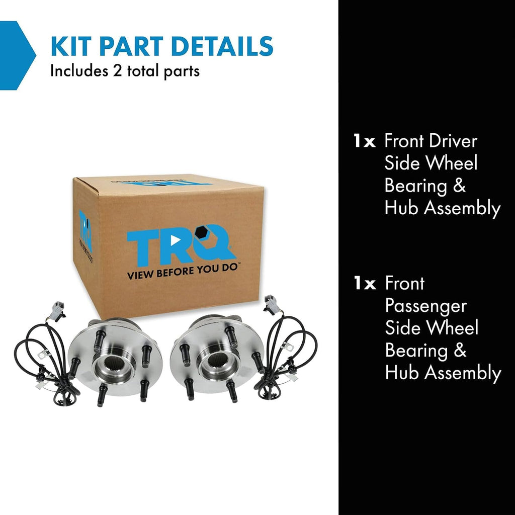 TRQ 2 Piece Front Wheel Bearing & Hub Assembly Set Compatible with 1997-1999 Dodge Ram 1500