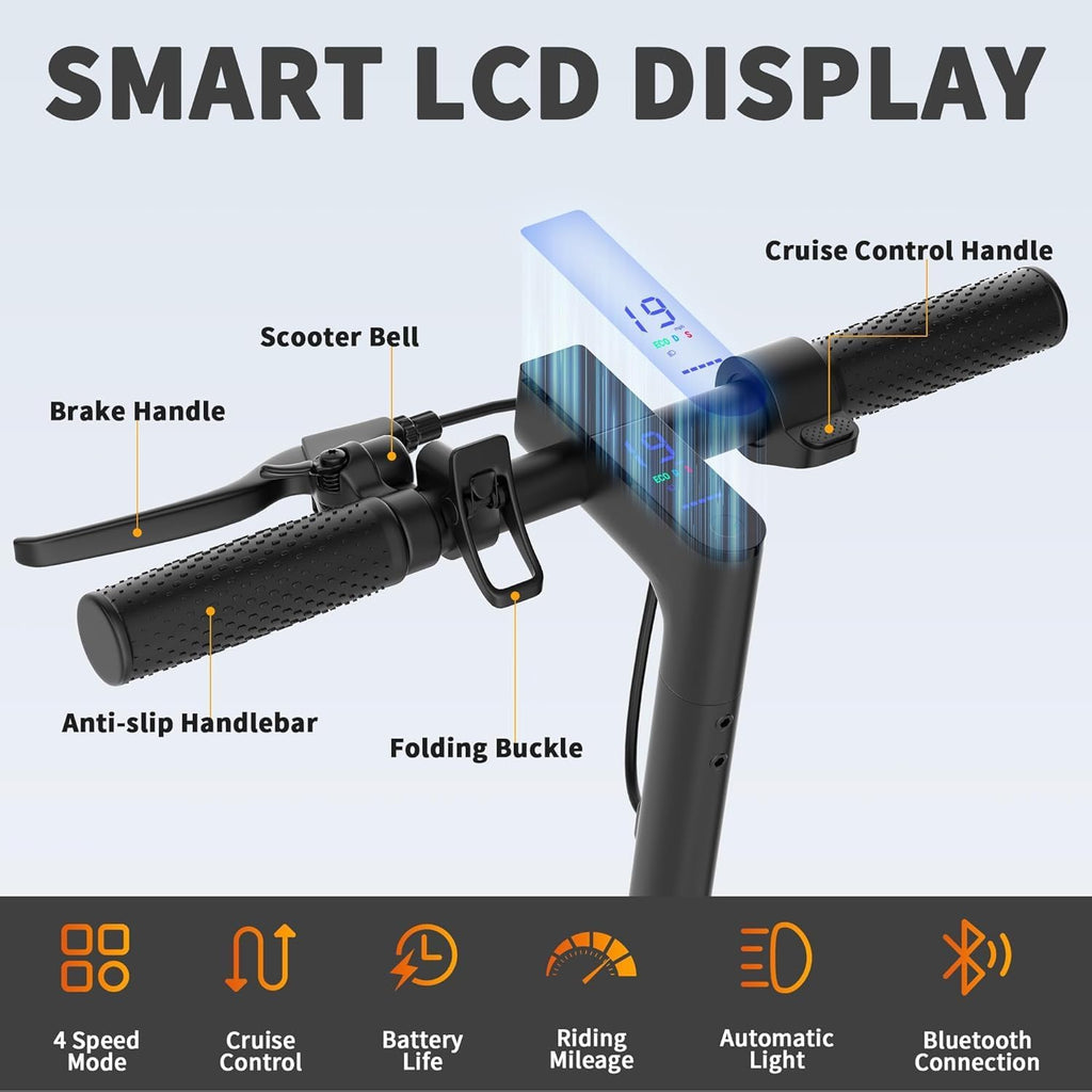 Electric Scooter, 350W-500W Motor, 19 MPH to 22MPH, 15-41 Miles Range, Dual Suspension, Dual Braking, App Control, Foldable Commuter E Scooter for Adults and Teens