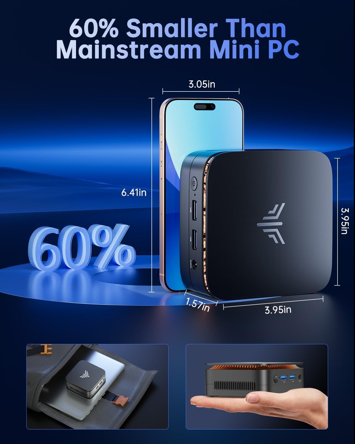 KAMRUI Essenx E1 Mini PC, 16GB DDR4 RAM 1TB M.2 SSD, Mini Computer Twin Lake N150 (Beat N100/N95,up to 3.6GHz), Desktop Computer Dual 4K, Ethernet, WiFi, Bluetooth for Business, Office, Home