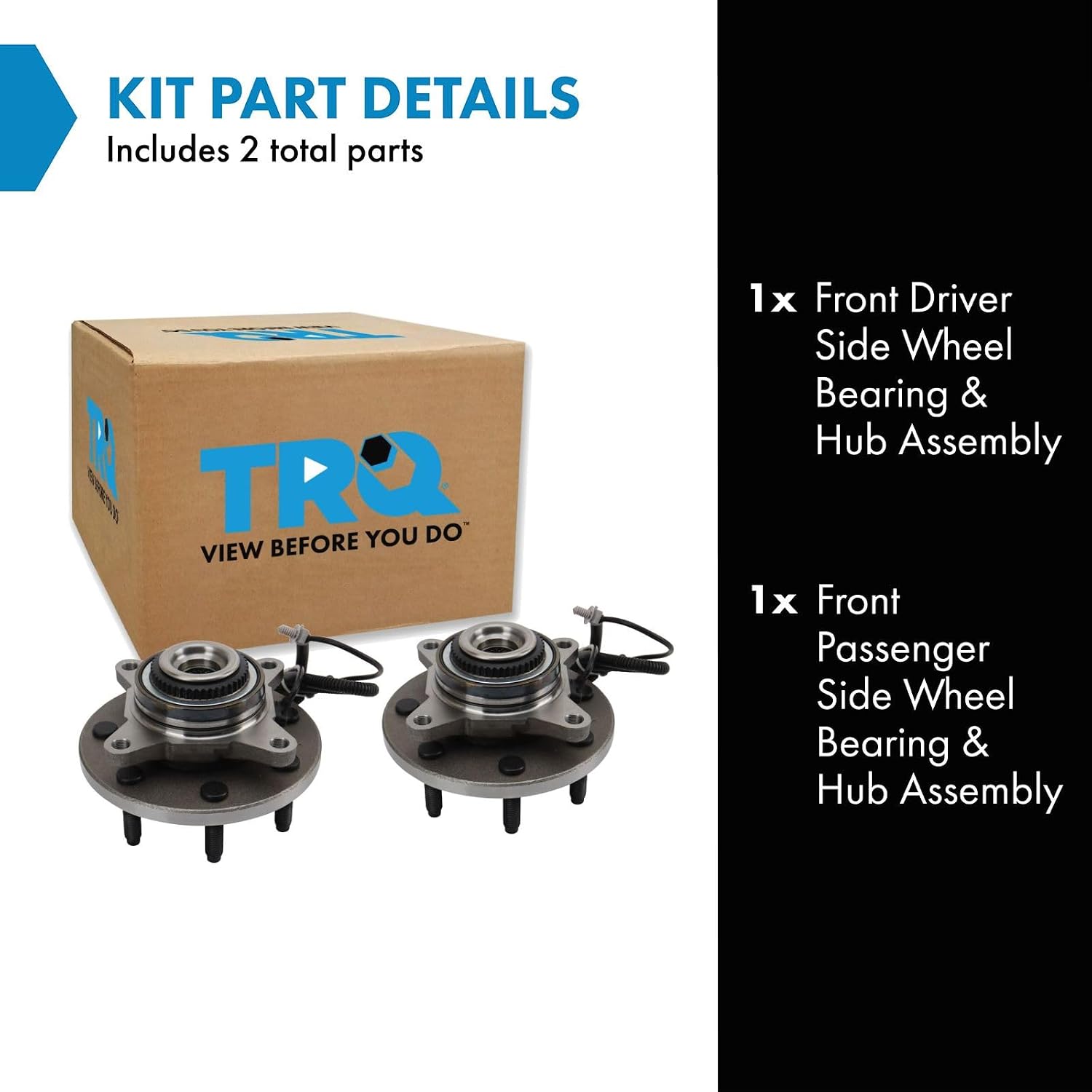 TRQ 2 Piece Wheel Bearing & Hub Assembly Set Compatible with 2009-2010 Ford F-150