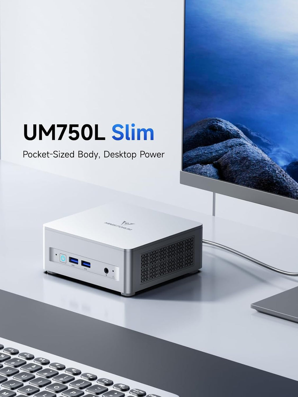 MINISFORUM UM750L Slim Mini PC AMD Ryzen 5 7545U(6C/12T, Up to 4.9GHz), 16GB LPDDR5 RAM 512GB SSD Mini Computer, Triple Display USB4/HDMI/DP, 2.5G LAN, USB3.2, WiFi 6E, BT5.2, Radeon 740M Office Home